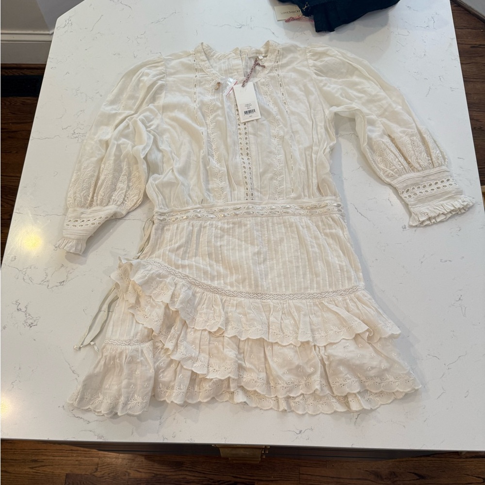 Lorelei Mini Dress White Lace Dress with Ruffle Hem